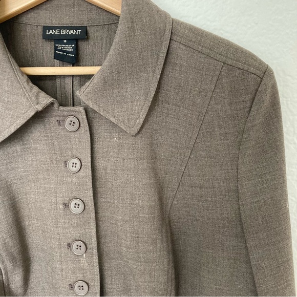Lane Bryant Brown Button Up Collar Blazer Jacket, Size 18 - Picture 2 of 5